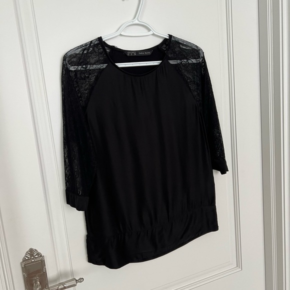 3 for $20 Zara black half lace sleeves top - Picture 3 of 7